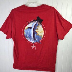 Guy Harvey Shirt Mens XL Red Marlin Sailfish Graphic Tee Ocean Fishing Cotton